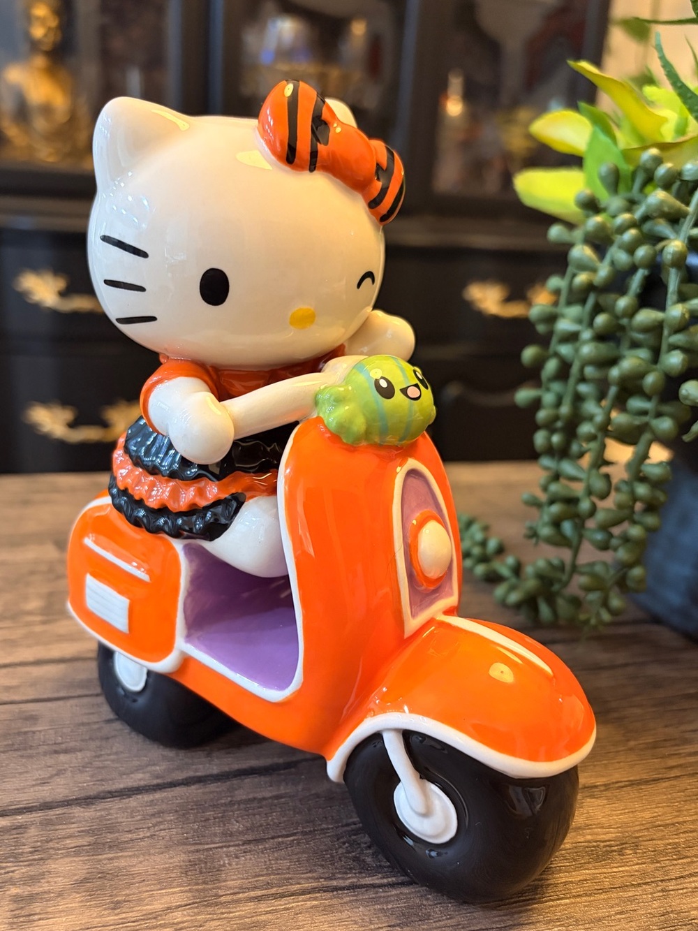 Hello Kitty Ceramic with Orange Scooter Figurine - 7” x 5”